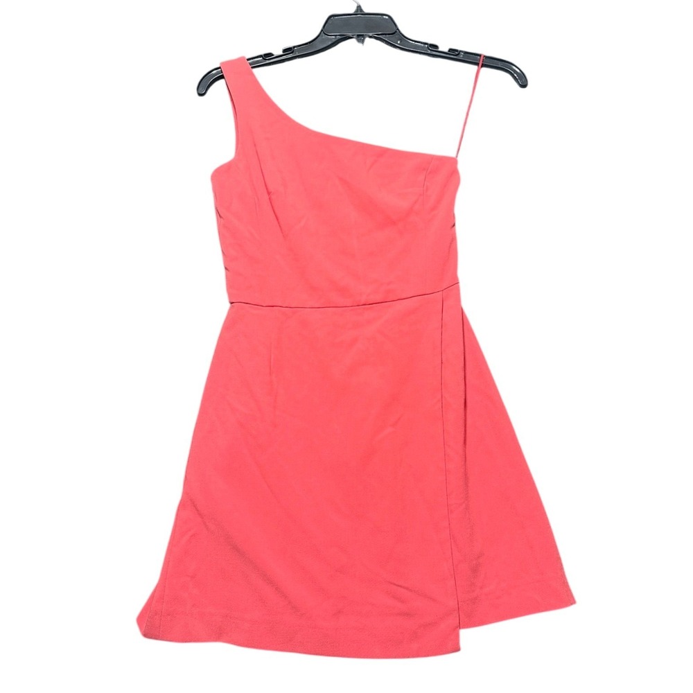 French Connection One Shoulder Dress Women 0 Coral Asymmetrical Mini 71MZF
